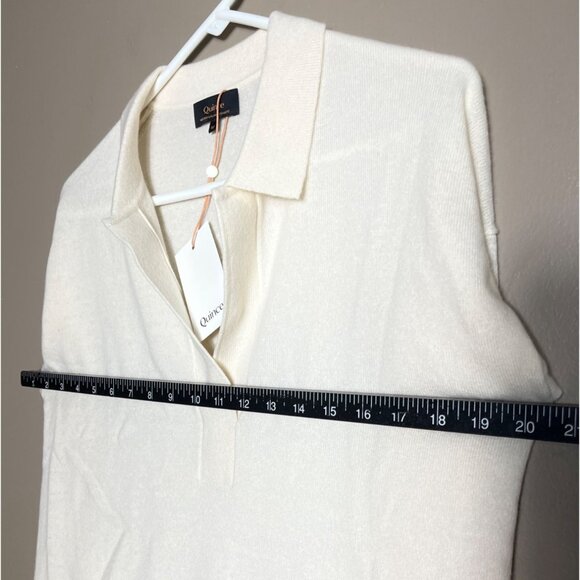 NWT Quince Cashmere Polo Sweater Ivory Mongolian Luxury Pullover Womens M - Picture 6 of 10